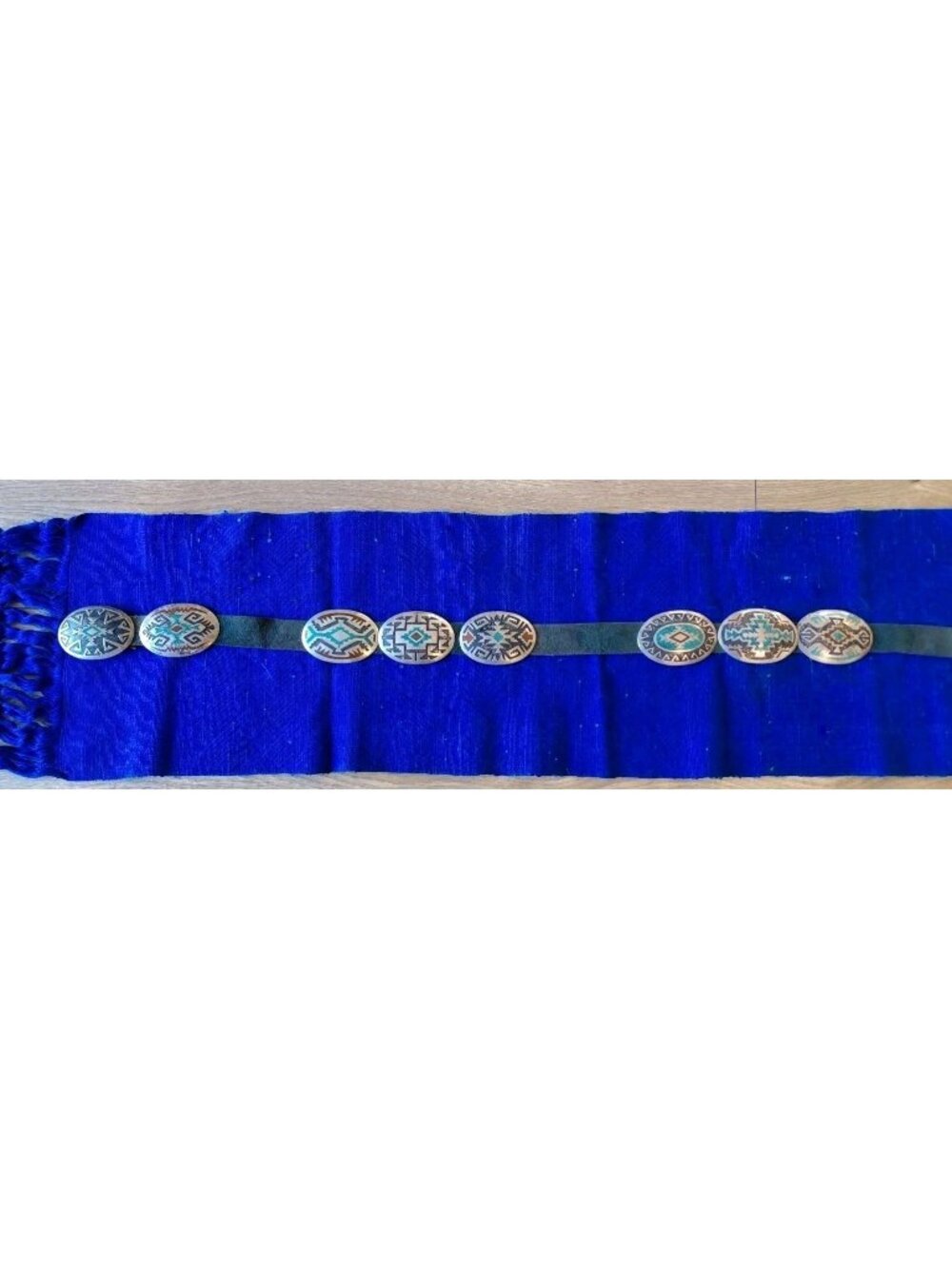 Thomas Tommy Singer Navajo Artist Silver Turquoise Coral Inlaid Concho Belt